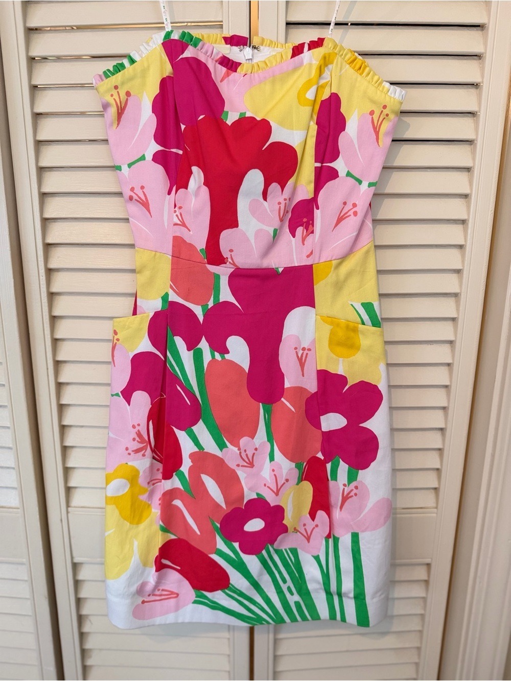 Lilly Pulitzer Strapless Floral Cotton Mini Dress Pockets Size 2 NWOT